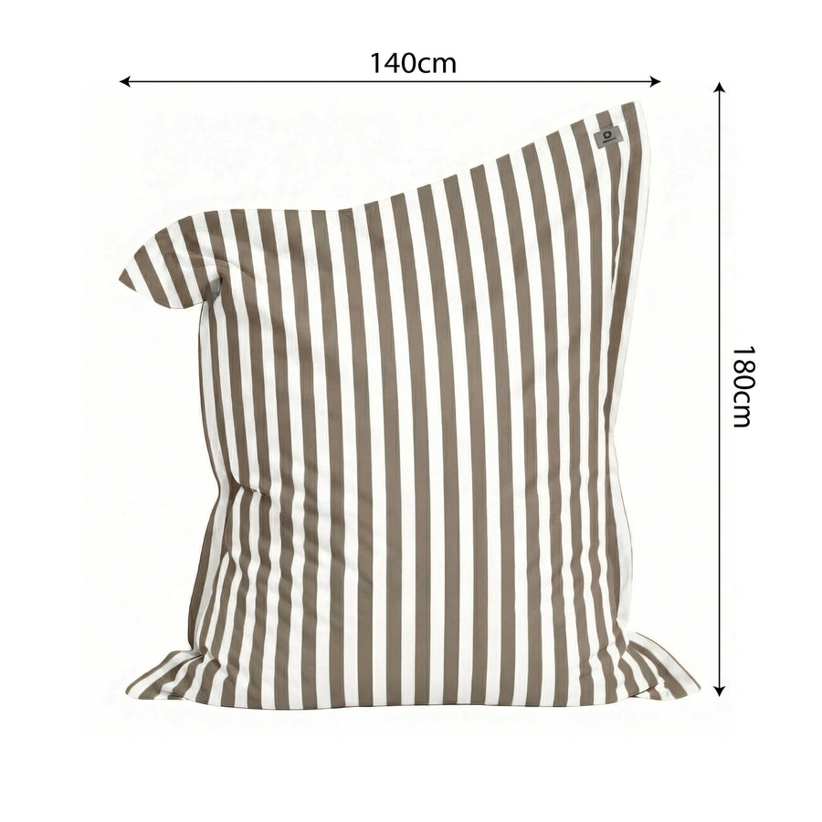 Funda para Puf Gigante XXL 180x140 Rayas Beige, para interior y exterior