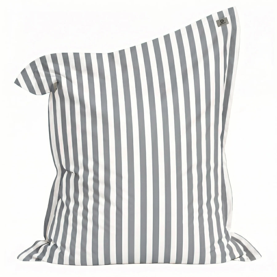 Puf Gigante XXL 180x140 Rayas Gris Claro, funda desenfundable