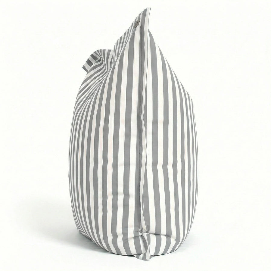 Housse pour Pouf Géant XXL 180x140 Rayure Gris Clair, tissu polyester rayé 270 g