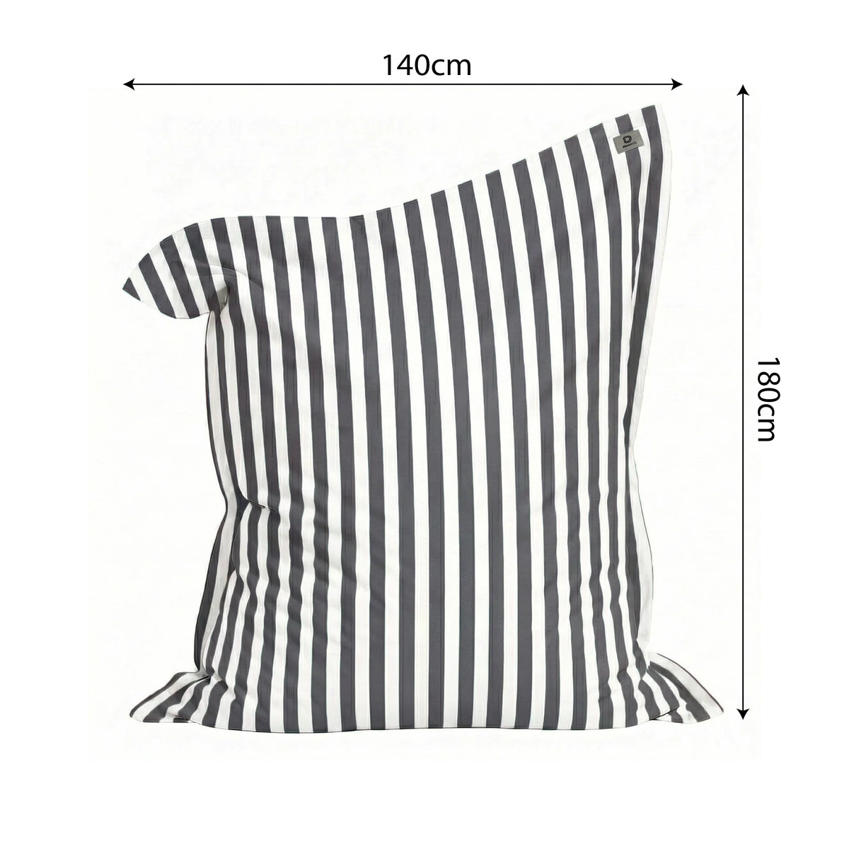 Funda para Puf Gigante XXL 180x140 Rayas Gris Oscuro - Desenfundable y Anti-UV (Interior / Exterior) – esquema con medidas