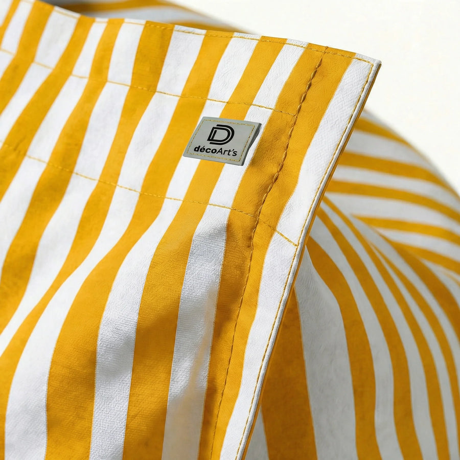 Puf Gigante XXL 180x140 Rayas Amarillo, tejido anti-UV