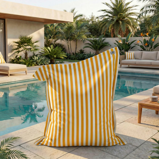 Housse pour Pouf Géant XXL 180x140 Rayure Jaune - vue principale