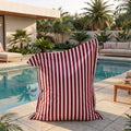 Puf Gigante XXL 180x140 Rayas Rojo - Desenfundable y Anti-UV (Interior / Exterior)