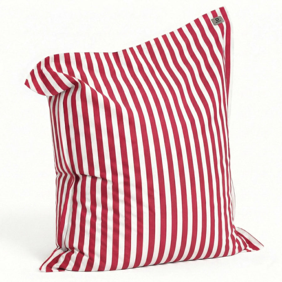 Puf Gigante XXL 180x140 Rayas Rojo, tejido de poliéster a rayas de 270 g