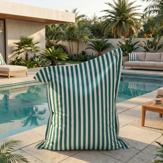 Housse pour Pouf Géant XXL 180x140 Rayure Vert - vue principale