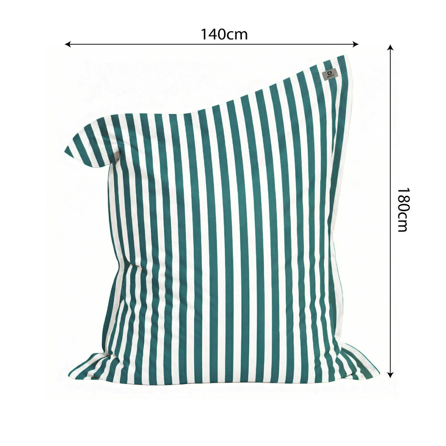 Funda para Puf Gigante XXL 180x140 Rayas Verde, para interior y exterior