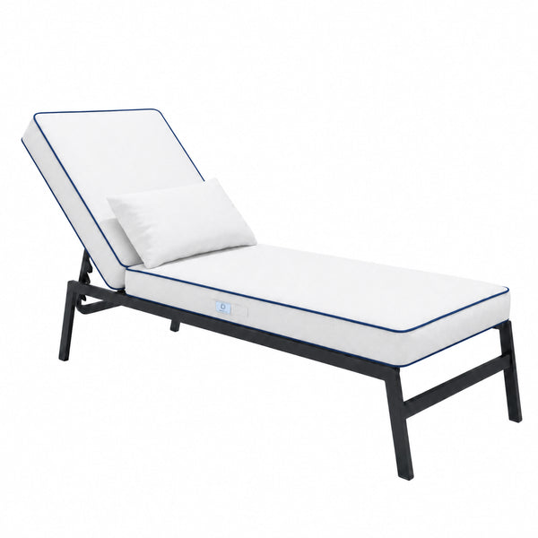 Colchoneta Premium para Tumbona 190x60 Blanco - Grueso 10cm & Reposacabezas (Funda Extraíble)