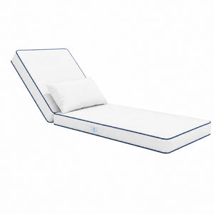 Colchoneta Premium para Tumbona 190x60 Blanco - Grueso 10cm & Reposacabezas (Funda Extraíble)