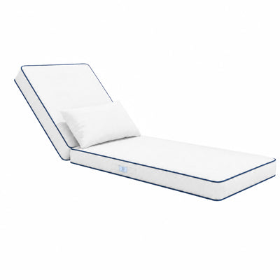 Colchoneta Premium para Tumbona 190x60 Blanco - Grueso 10cm & Reposacabezas (Funda Extraíble)
