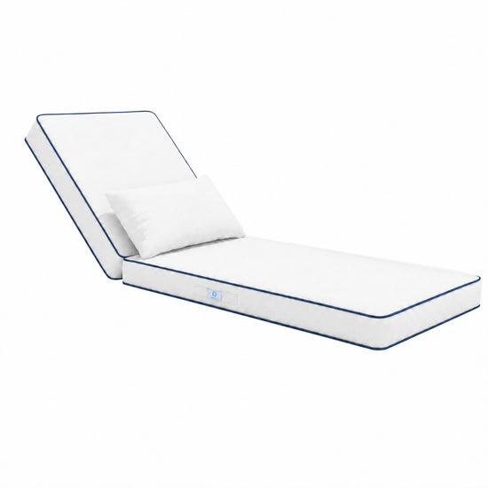 Colchoneta Premium para Tumbona 190x60 Blanco - Grueso 10cm & Reposacabezas (Funda Extraíble)
