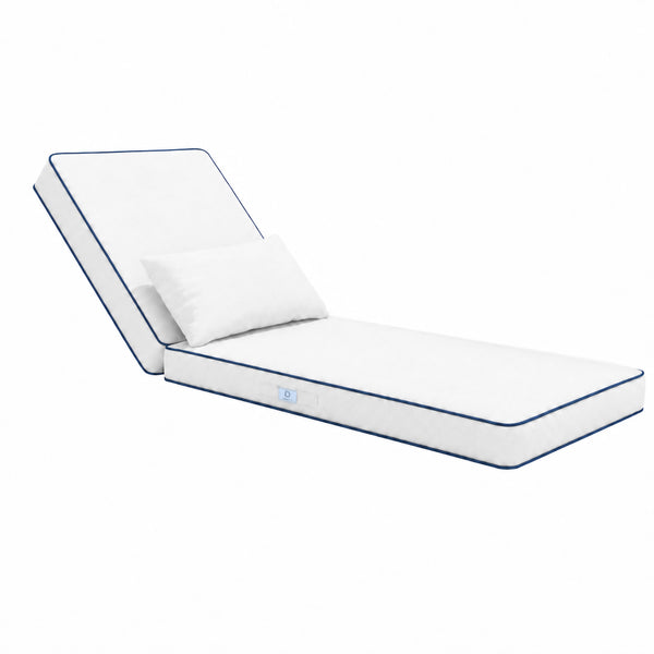 Colchoneta Premium para Tumbona 190x60 Blanco - Grueso 10cm & Reposacabezas (Funda Extraíble)