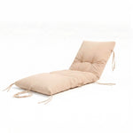 Matelas bain de soleil beige clair Deco Arts, épais 12cm, imperméable, pour détente extérieure, 185x55 cm, image en gros plan