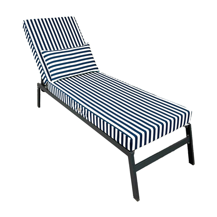 Colchoneta Premium para Tumbona 190x60 Rayas Azul Marino, funda desenfundable