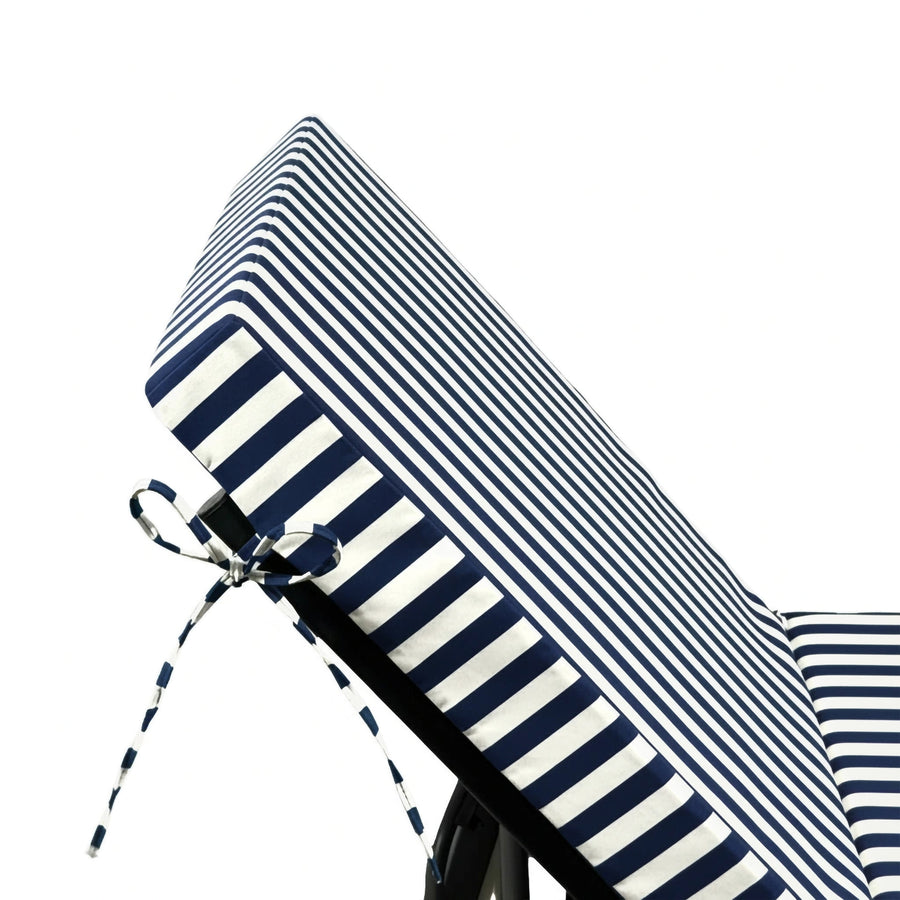 Colchoneta Premium para Tumbona 190x60 Rayas Azul Marino, tejido anti-UV e hidrófugo