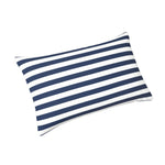 Matelas transat premium 190x60 cm avec rayures bleu marine, épais 10 cm, têtière déhoussable pour bains de soleil.