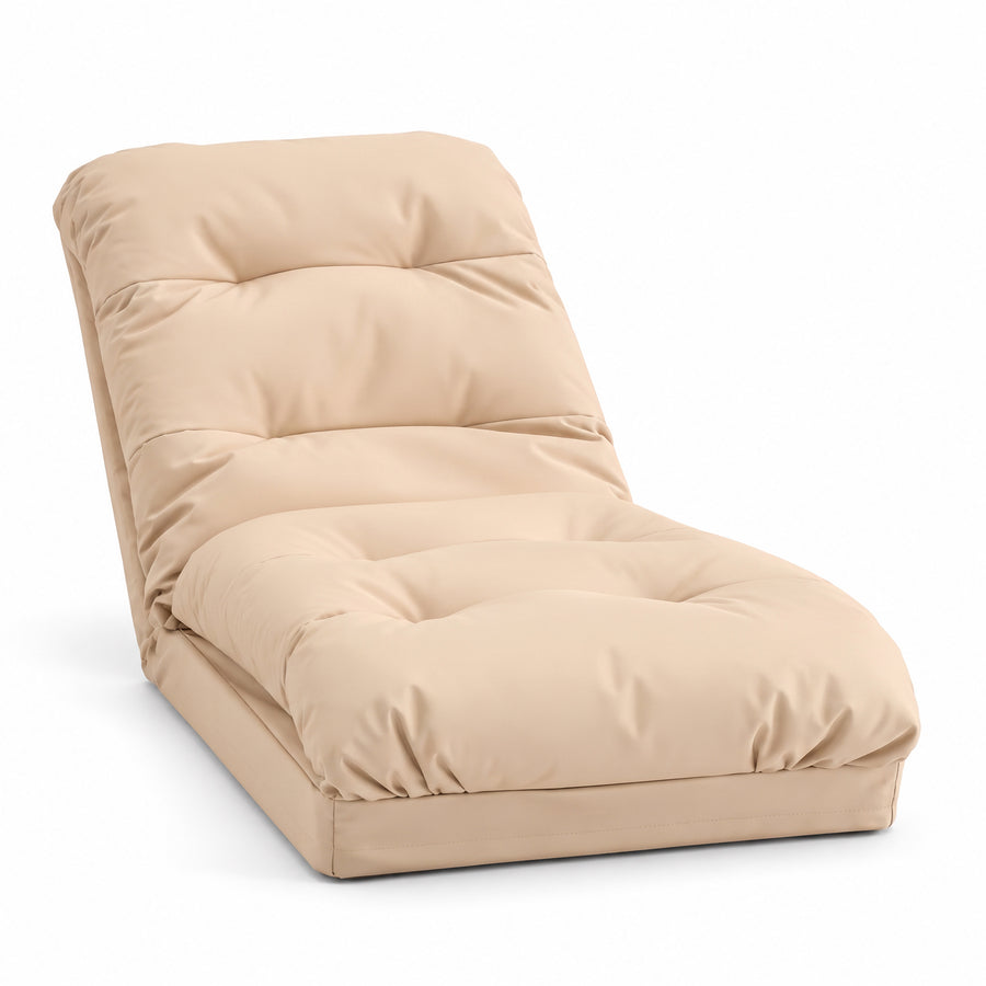 Sillón de Suelo Convertible Beige - 3 en 1 (Cama 210x60) & Respaldo Regulable