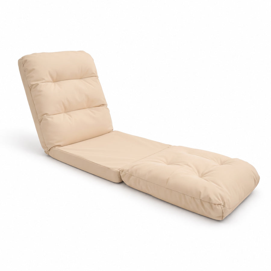 Sillón de Suelo Convertible Beige - 3 en 1 (Cama 210x60) & Respaldo Regulable