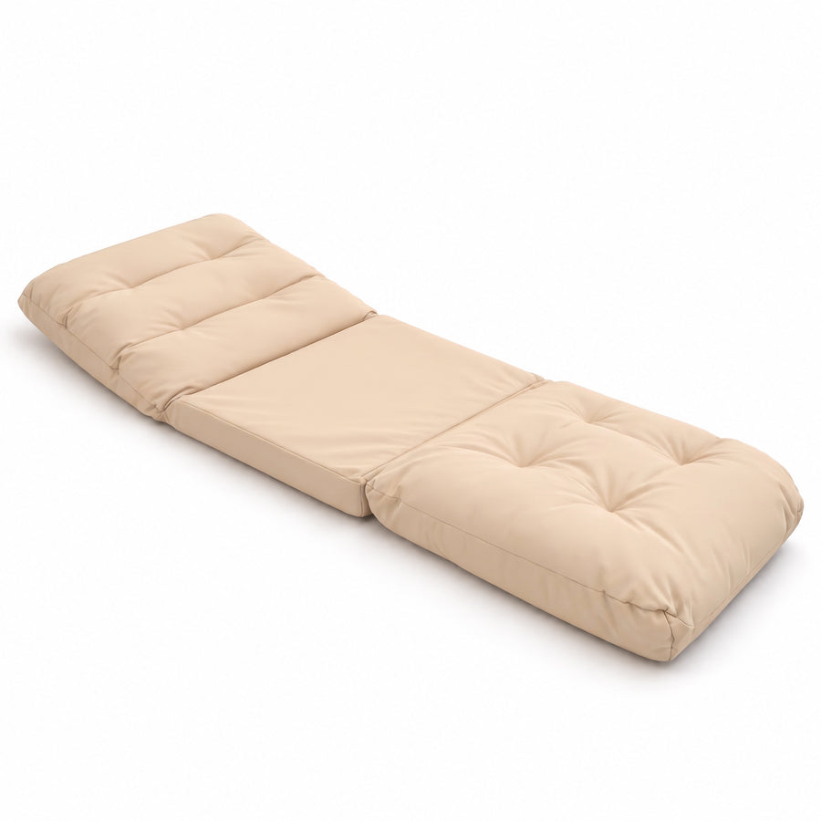 Sillón de Suelo Convertible Beige - 3 en 1 (Cama 210x60) & Respaldo Regulable