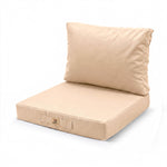Ensemble Coussins Salon Jardin 50x50 Beige - Déhoussable & Anti-UV (Assise + Dossier)