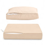 Ensemble Coussins Salon Jardin 50x50 Beige - Déhoussable & Anti-UV (Assise + Dossier)