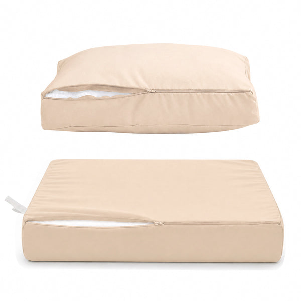 Ensemble Coussins Salon Jardin 50x50 Beige - Déhoussable & Anti-UV (Assise + Dossier)
