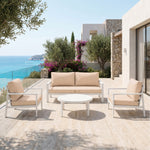 Ensemble Coussins Salon Jardin 50x50 Beige - Déhoussable & Anti-UV (Assise + Dossier)