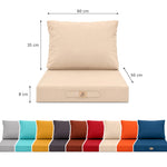 Conjunto de Cojines para Salón de Jardín 50x60 Beige - Ancho 60 cm (Asiento + Respaldo)