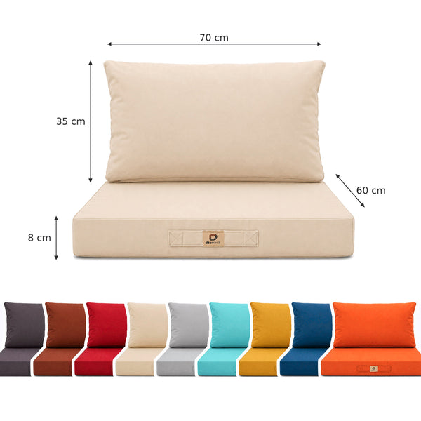 Ensemble Coussins Salon Jardin 60x70 Beige - Déhoussable & Anti-UV (Assise + Dossier)