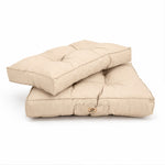 Ensemble Coussins Capitonné 50x50 Beige - Épais 15cm & Moelleux (Assise + Dossier)