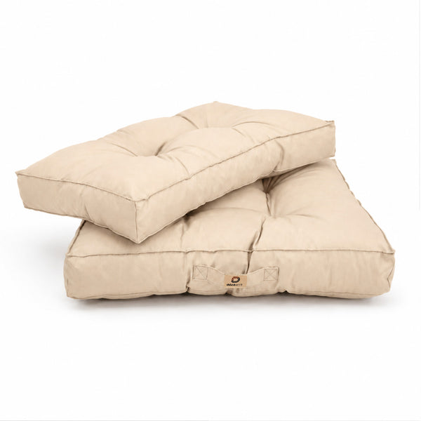 Ensemble Coussins Capitonné 50x50 Beige - Épais 15cm & Moelleux (Assise + Dossier)
