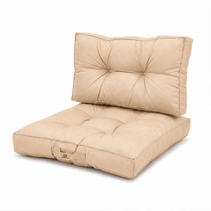 Ensemble Coussins Capitonné 60x60 Beige - Épais 15cm & Moelleux (Assise + Dossier)
