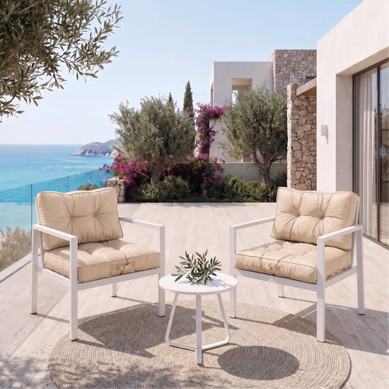 Ensemble Coussins Capitonné 60x60 Beige - Épais 15cm & Moelleux (Assise + Dossier)