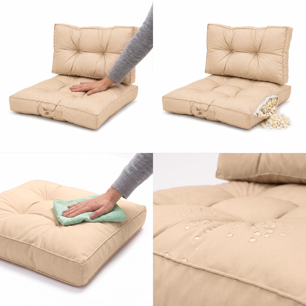 Conjunto de Cojines Acolchados 50x50 Beige, para interior y exterior