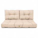 Ensemble Coussins Capitonné Banquette 100x50 Beige - Épais 15cm (1 Assise + 2 Dossiers)
