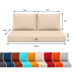 Conjunto de Cojines para Salón de Jardín 120x60 Beige - Con Funda Extraíble & Anti-UV (1 Asiento + 2 Respaldos)