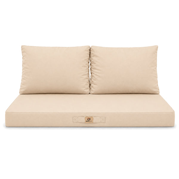 Conjunto de Cojines para Salón de Jardín 100x50 Beige - Con Funda Extraíble & Anti-UV (1 Asiento + 2 Respaldos)