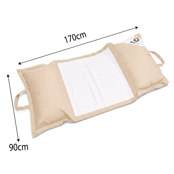 Puf Flotante para Piscina XXL 170x90 Beige - Colchoneta de Hamaca con Perlas (Confort Adulto)