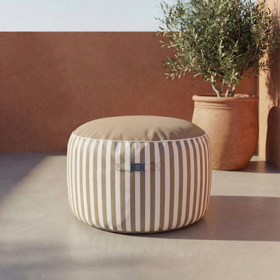 Pouf Rond Rayure Beige - vue principale