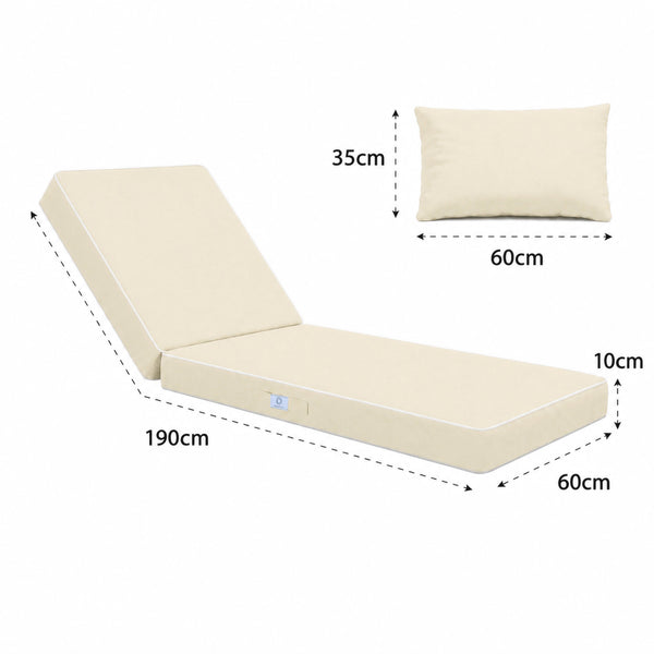 Colchoneta Premium para Tumbona 190x60 Amarillo Mantequilla - Grueso 10cm & Reposacabezas (Funda Extraíble)