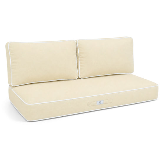 Ensemble Coussins Premium 120x60 Jaune Beurre - 1 Assise + 2 Dossiers (Épais 12cm & Passepoil)