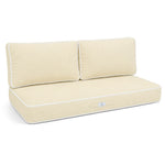 Ensemble Coussins Premium 100x50 Jaune Beurre - 1 Assise + 2 Dossiers (Épais 12cm & Passepoil)