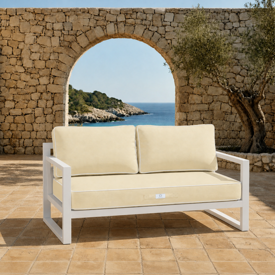 Ensemble Coussins Premium 100x50 Jaune Beurre - 1 Assise + 2 Dossiers (Épais 12cm & Passepoil)