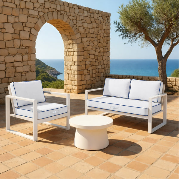 Conjunto de Cojines Premium 60x60 Blanco - Grueso 12cm & Acabado con Ribete