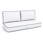 Conjunto de Cojines Premium 120x60 Blanco - 1 Asiento + 2 Respaldos (Grueso 12cm & Passepoil)