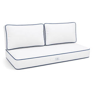 Conjunto de Cojines Premium 120x60 Blanco - 1 Asiento + 2 Respaldos (Grueso 12cm & Passepoil)
