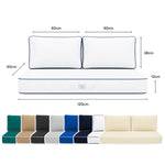 Conjunto de Cojines Premium 120x60 Blanco - 1 Asiento + 2 Respaldos (Grueso 12cm & Passepoil)