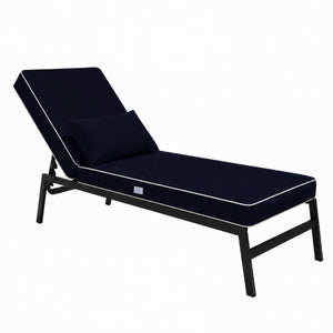 Colchoneta Premium para Tumbona 190x60 Azul Marino - Grueso 10cm & Reposacabezas (Funda Extraíble)