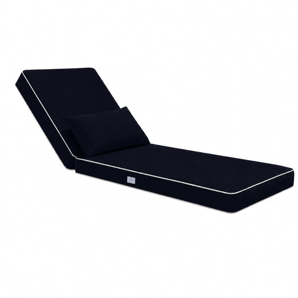 Colchoneta Premium para Tumbona 190x60 Azul Marino - Grueso 10cm & Reposacabezas (Funda Extraíble)