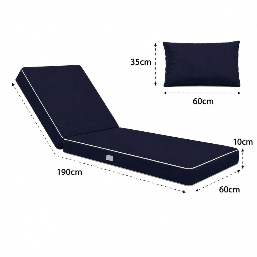 Colchoneta Premium para Tumbona 190x60 Azul Marino, relleno de espuma de alta densidad