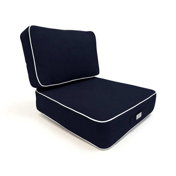 Ensemble Coussins Premium 50x50 Bleu Marine - Épais 12cm & Finition Passepoil